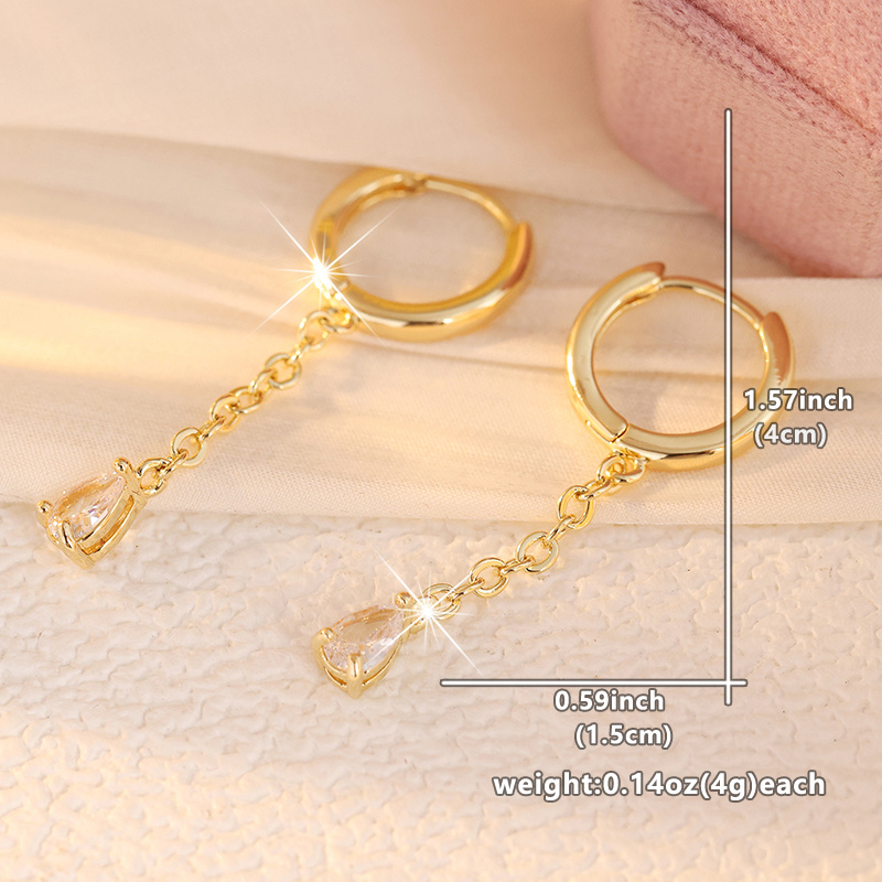 Women's Mini Huggie Hoop Dangle Earrings with Water Drop Design